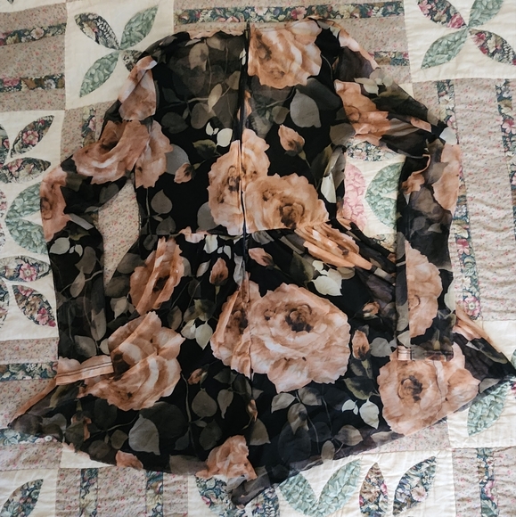 Black Sheer Romper with Large Roses - Picture 3 of 4